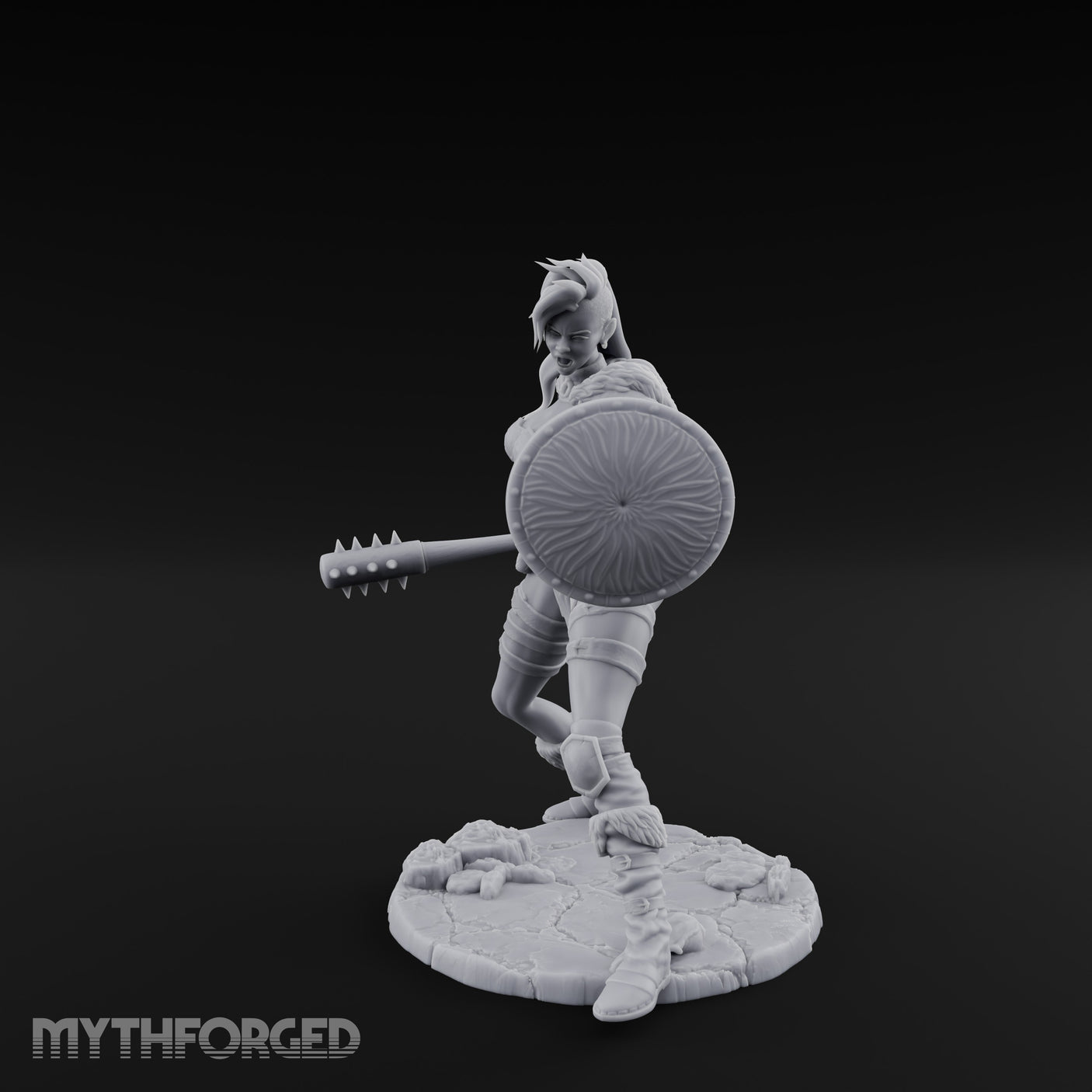 Mace Swinging Shield Ready Human Barbarian Miniature for Dungeons and Dragons, Pathfinder or other TTRPGs