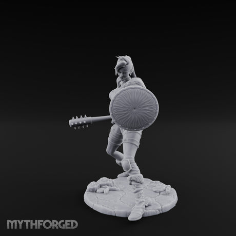 Mace Swinging Shield Ready Human Barbarian Miniature for Dungeons and Dragons, Pathfinder or other TTRPGs