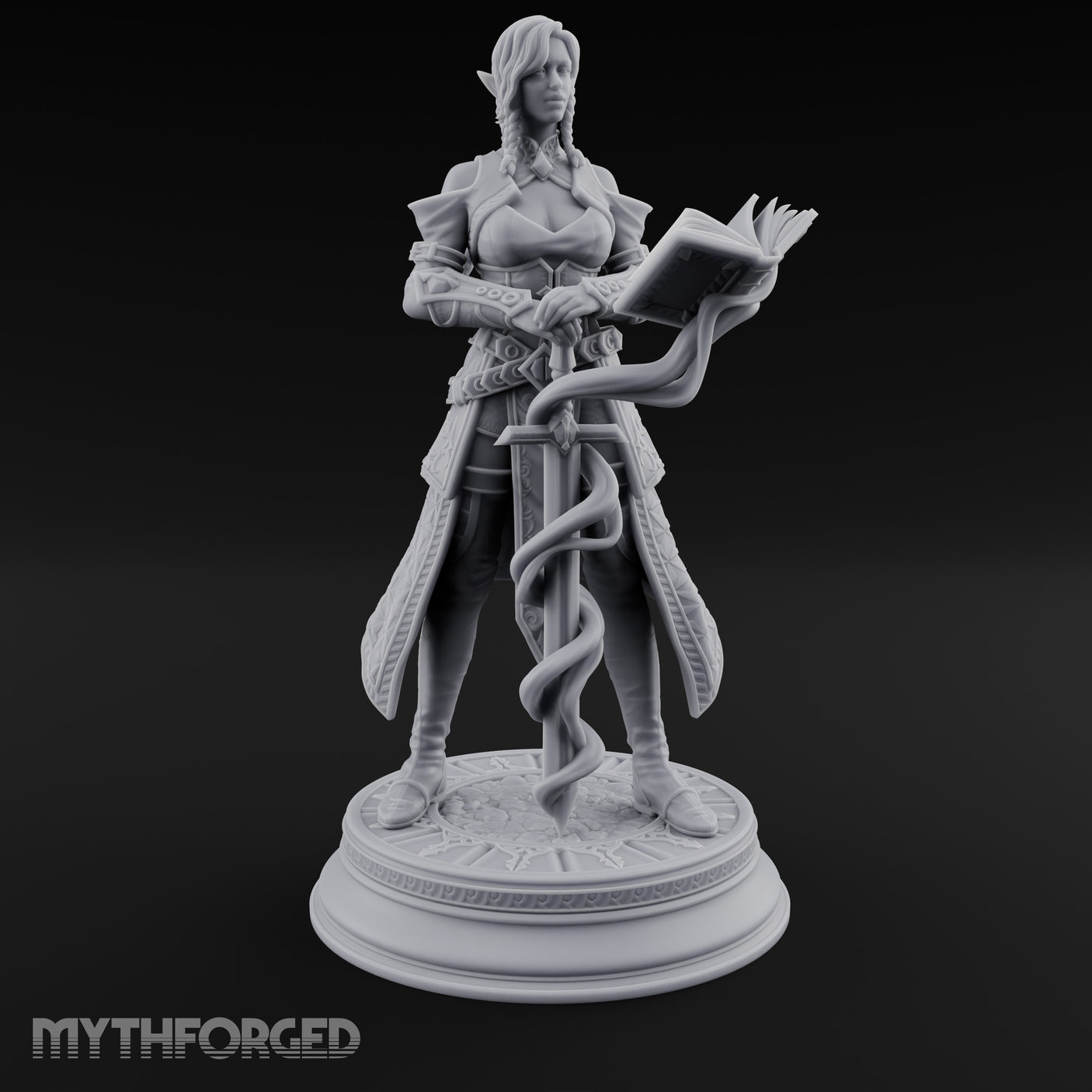 Magic Coiling Elf Spellsword Miniature for Dungeons and Dragons, Pathfinder or other TTRPGs