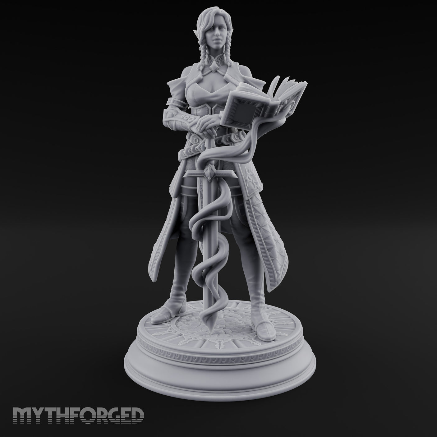 Magic Coiling Elf Spellsword Miniature for Dungeons and Dragons, Pathfinder or other TTRPGs