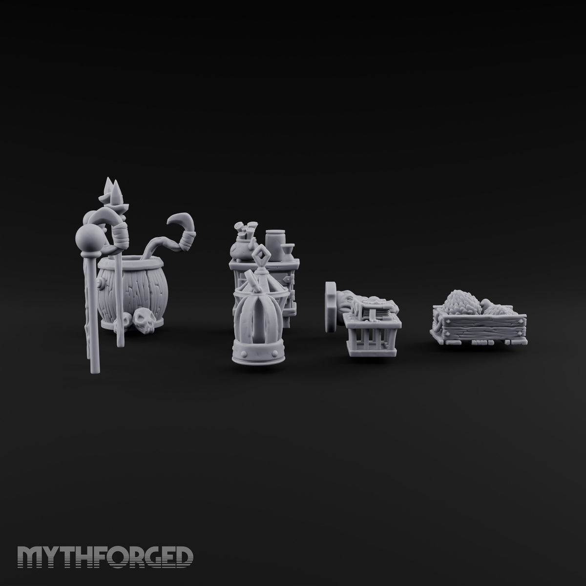 Staves Stocked, Crocodile Mounted Magic Shop Small Props Set