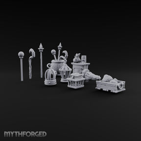 Staves Stocked, Crocodile Mounted Magic Shop Small Props Set