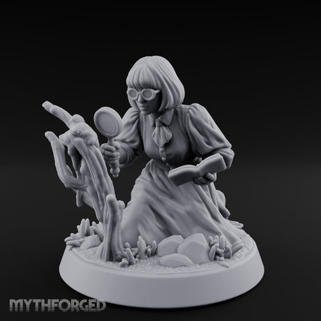 Magnifying Glass Raised Human Monster Hunter Miniature for Dungeons and Dragons, Pathfinder or other TTRPGs