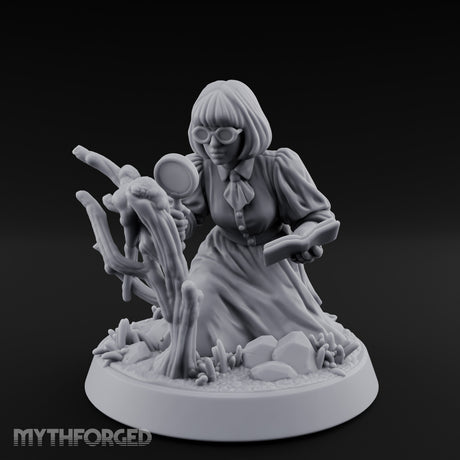 Magnifying Glass Raised Human Monster Hunter Miniature for Dungeons and Dragons, Pathfinder or other TTRPGs