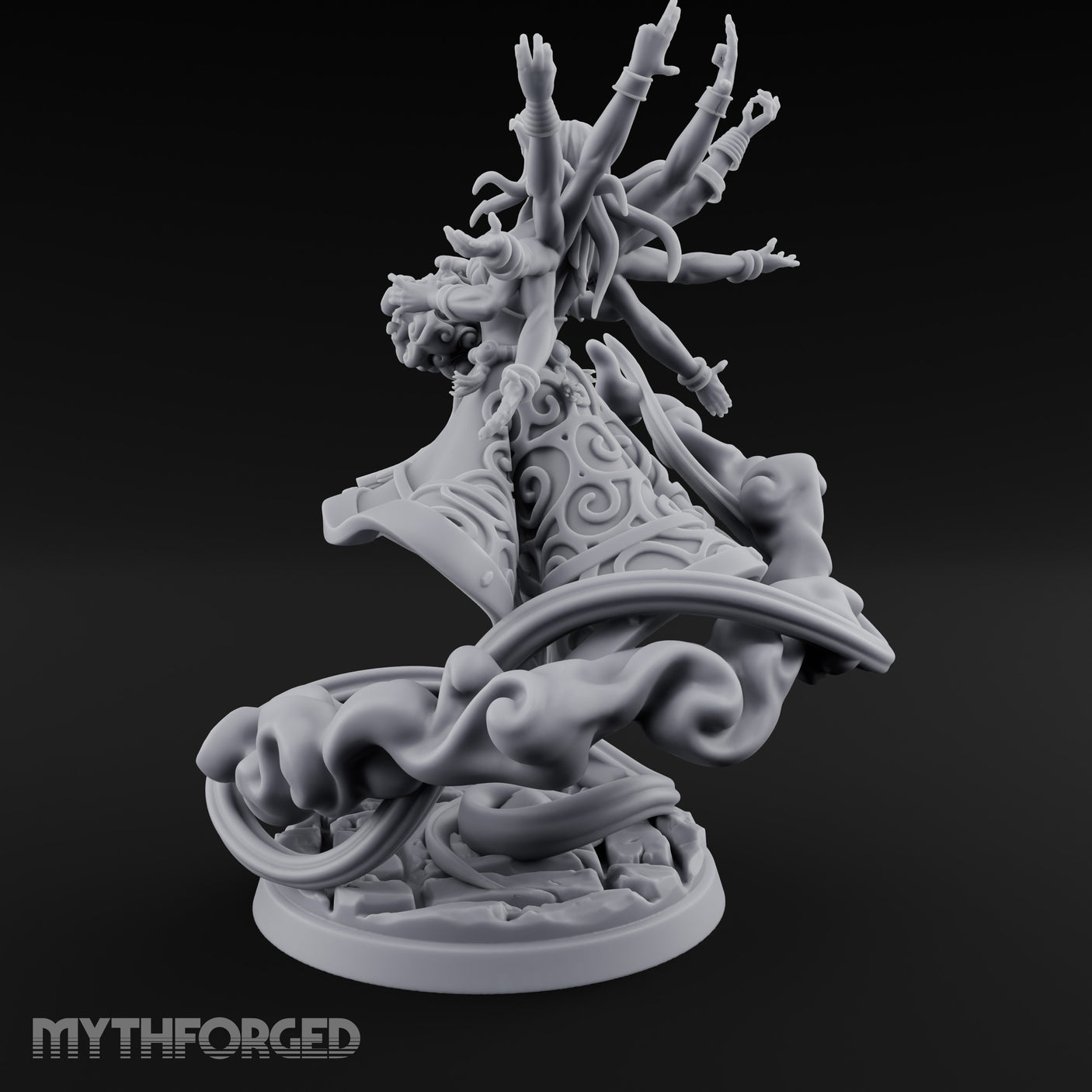 Many Arms Ascending Demon Goddess Miniature for Dungeons and Dragons, Pathfinder or other TTRPGs