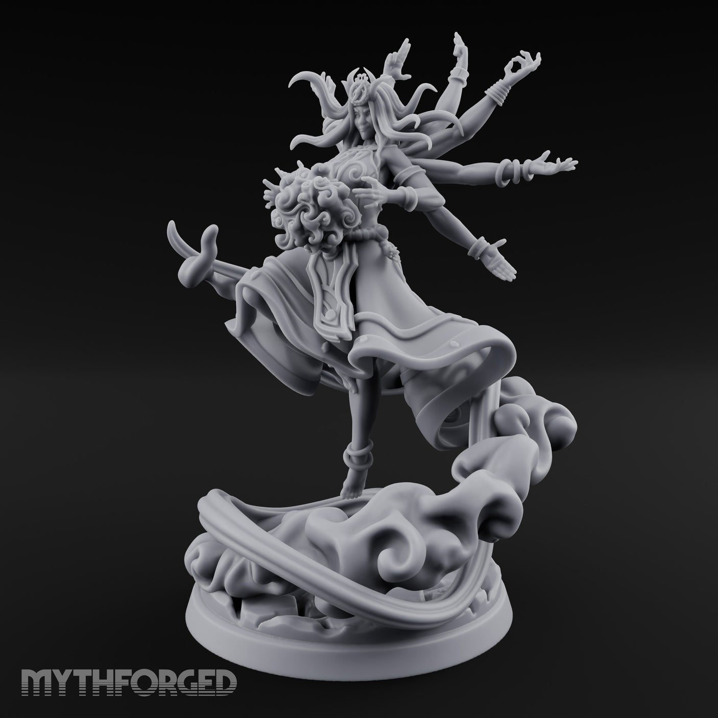 Many Arms Ascending Demon Goddess Miniature for Dungeons and Dragons, Pathfinder or other TTRPGs