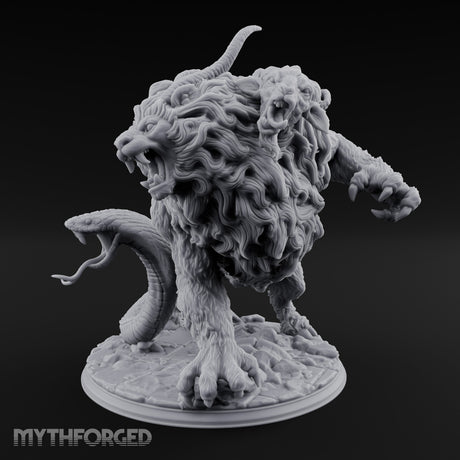 Many Mouthed Chimera Beast Miniature for Dungeons and Dragons, Pathfinder or other TTRPGs