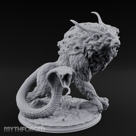 Many Mouthed Chimera Beast Miniature for Dungeons and Dragons, Pathfinder or other TTRPGs