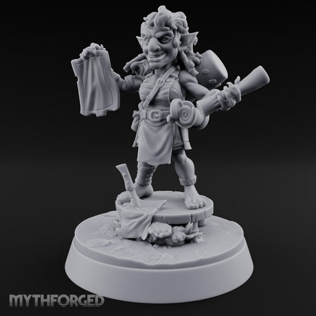 Map Waving Mallet Wielding Goblin Trickster Miniature for Dungeons and Dragons, Pathfinder or other TTRPGs