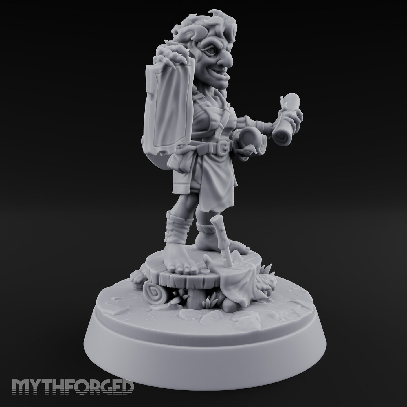 Map Waving Mallet Wielding Goblin Trickster Miniature for Dungeons and Dragons, Pathfinder or other TTRPGs