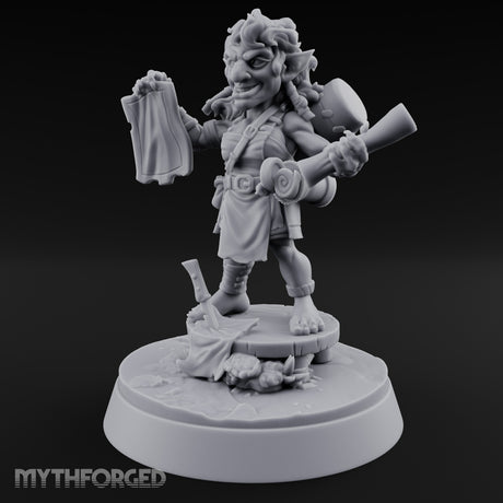 Map Waving Mallet Wielding Goblin Trickster Miniature for Dungeons and Dragons, Pathfinder or other TTRPGs