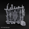 Mask-Adorned Spear-Tipped Tribal Bamboo Corner Wall Miniature for Dungeons and Dragons, Pathfinder or other TTRPGs