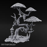Mask-Dangled Rope-Twisted Tribal Spirit Tree Scene Miniature for Dungeons and Dragons, Pathfinder or other TTRPGs