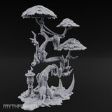 Mask-Dangled Rope-Twisted Tribal Spirit Tree Scene Miniature for Dungeons and Dragons, Pathfinder or other TTRPGs