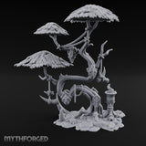 Mask-Dangled Rope-Twisted Tribal Spirit Tree Scene Miniature for Dungeons and Dragons, Pathfinder or other TTRPGs