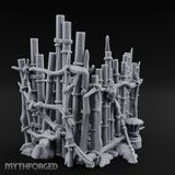 Mask-Hung Urn-Cluttered Tribal Bamboo Corner Wall Miniature for Dungeons and Dragons, Pathfinder or other TTRPGs