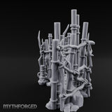 Mask-Hung Urn-Cluttered Tribal Bamboo Corner Wall Miniature for Dungeons and Dragons, Pathfinder or other TTRPGs