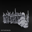 Mask-Hung Weapon-Strewn Tribal Bamboo Corner Wall Scene Miniature for Dungeons and Dragons, Pathfinder or other TTRPGs