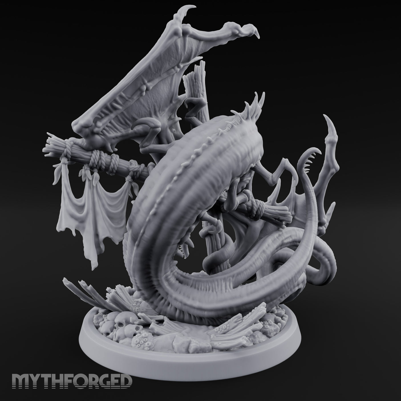 Mast Rending Rotting Sea Slitherdrake Miniature for Dungeons and Dragons, Pathfinder or other TTRPGs