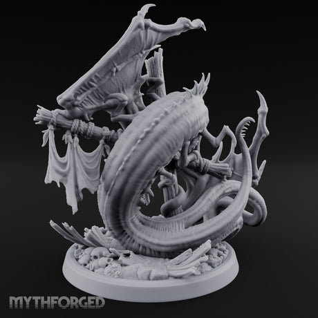 Mast Rending Rotting Sea Slitherdrake Miniature for Dungeons and Dragons, Pathfinder or other TTRPGs