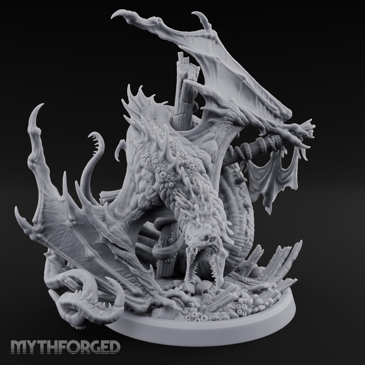 Mast Rending Rotting Sea Slitherdrake Miniature for Dungeons and Dragons, Pathfinder or other TTRPGs