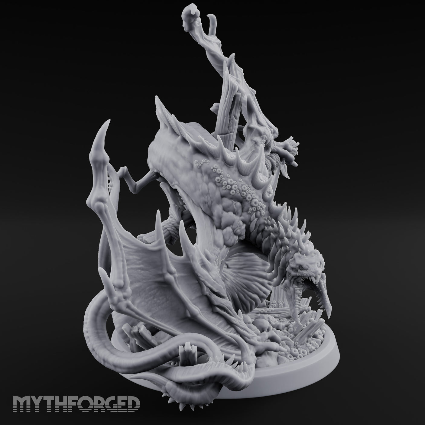 Mast Rending Rotting Sea Slitherdrake Miniature for Dungeons and Dragons, Pathfinder or other TTRPGs