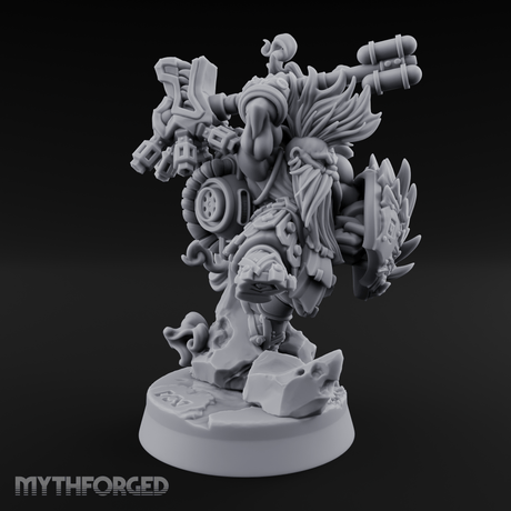 Steam Powered Dwarf Fighter Miniature for Dungeons and Dragons, Pathfinder or other TTRPGs