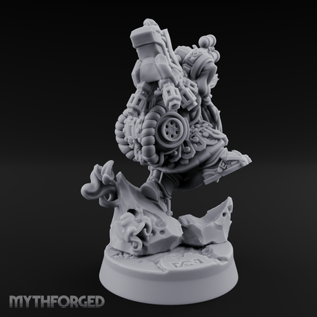 Steam Powered Dwarf Fighter Miniature for Dungeons and Dragons, Pathfinder or other TTRPGs