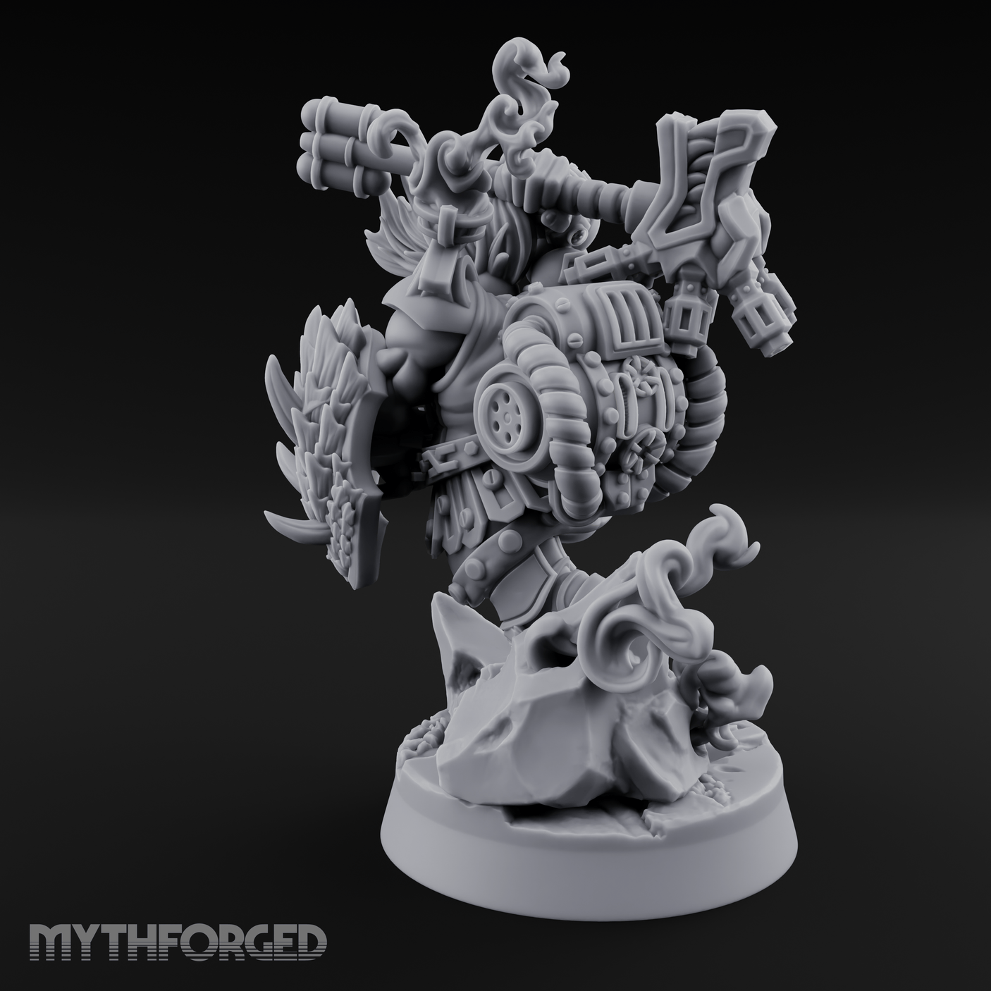 Steam Powered Dwarf Fighter Miniature for Dungeons and Dragons, Pathfinder or other TTRPGs