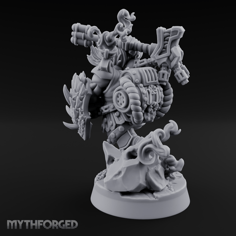 Steam Powered Dwarf Fighter Miniature for Dungeons and Dragons, Pathfinder or other TTRPGs