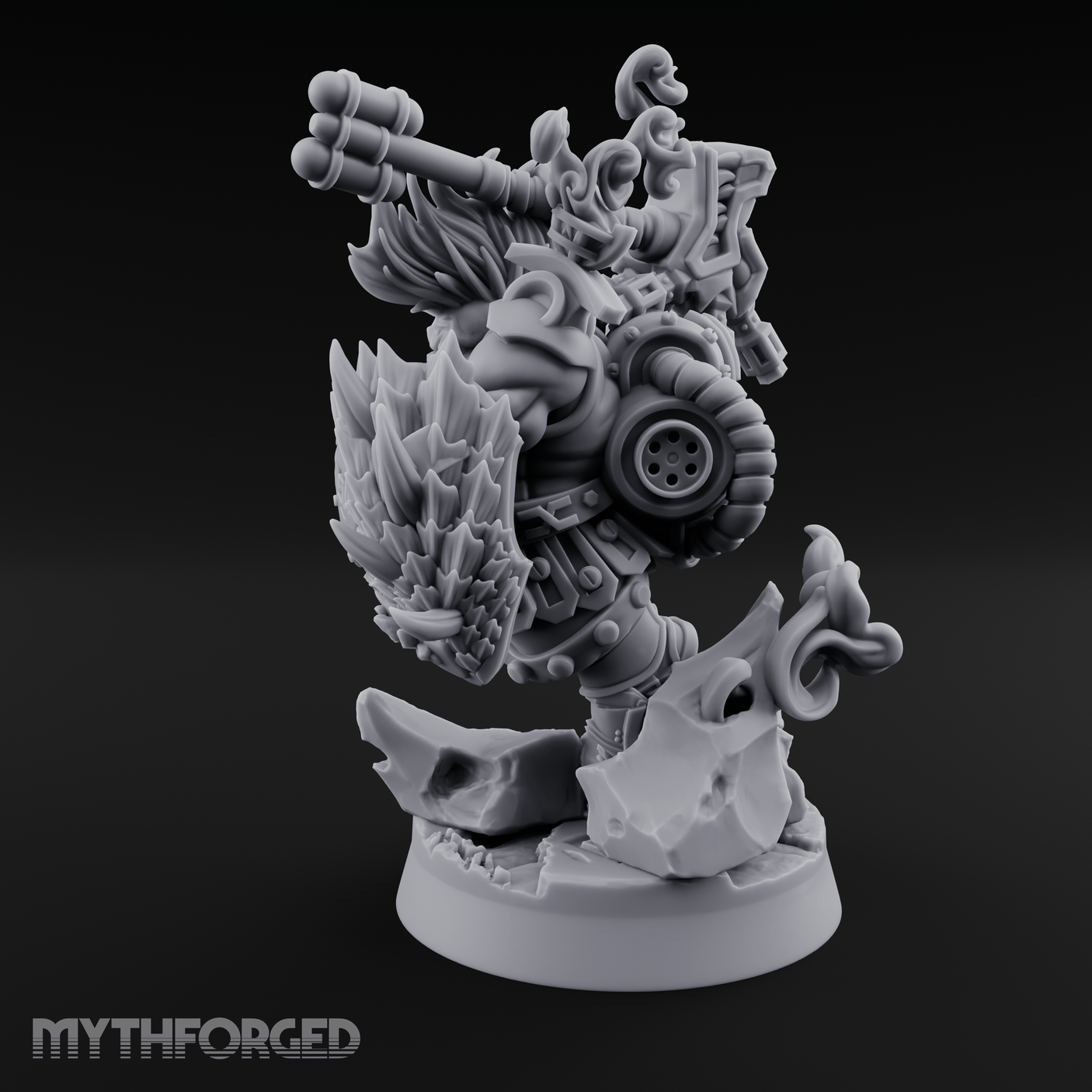 Steam Powered Dwarf Fighter Miniature for Dungeons and Dragons, Pathfinder or other TTRPGs