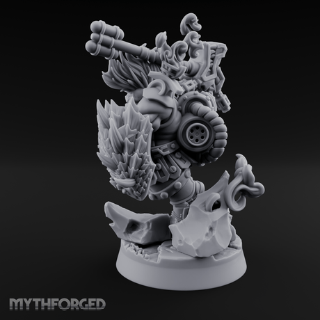 Steam Powered Dwarf Fighter Miniature for Dungeons and Dragons, Pathfinder or other TTRPGs