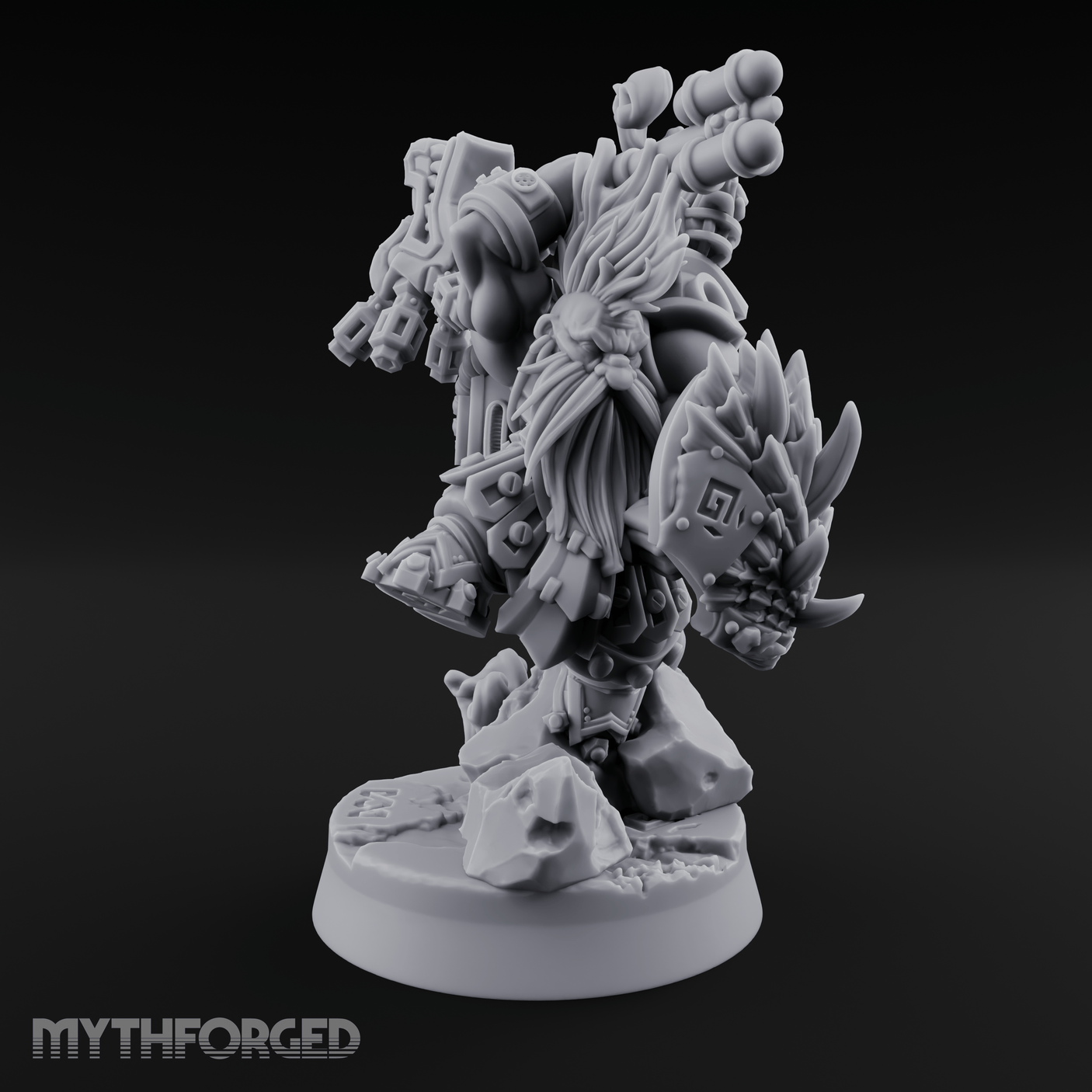 Steam Powered Dwarf Fighter Miniature for Dungeons and Dragons, Pathfinder or other TTRPGs