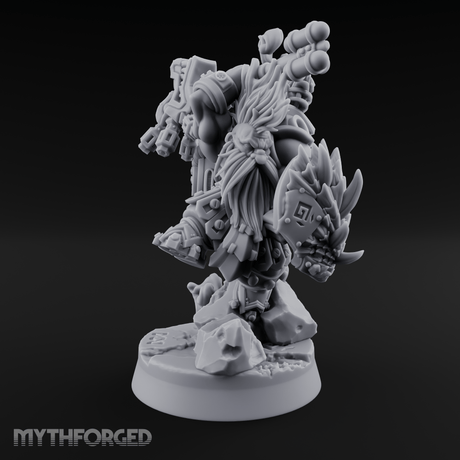 Steam Powered Dwarf Fighter Miniature for Dungeons and Dragons, Pathfinder or other TTRPGs