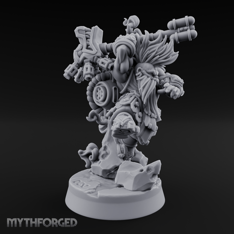 Steam Powered Dwarf Fighter Miniature for Dungeons and Dragons, Pathfinder or other TTRPGs