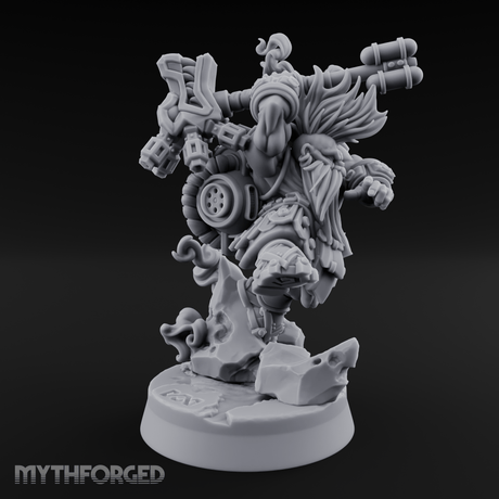 Steam Powered Dwarf Fighter Miniature for Dungeons and Dragons, Pathfinder or other TTRPGs