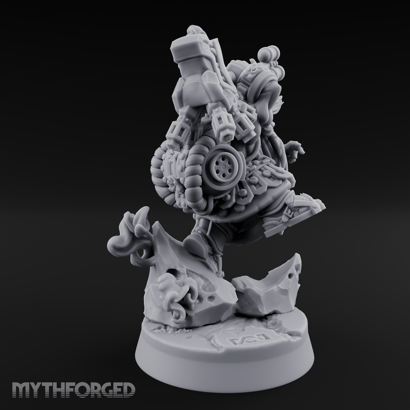 Steam Powered Dwarf Fighter Miniature for Dungeons and Dragons, Pathfinder or other TTRPGs