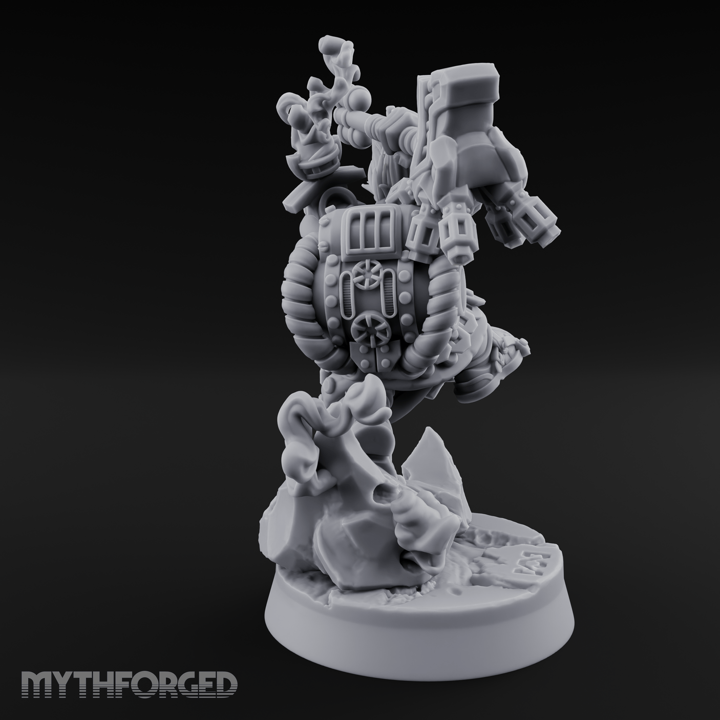 Steam Powered Dwarf Fighter Miniature for Dungeons and Dragons, Pathfinder or other TTRPGs