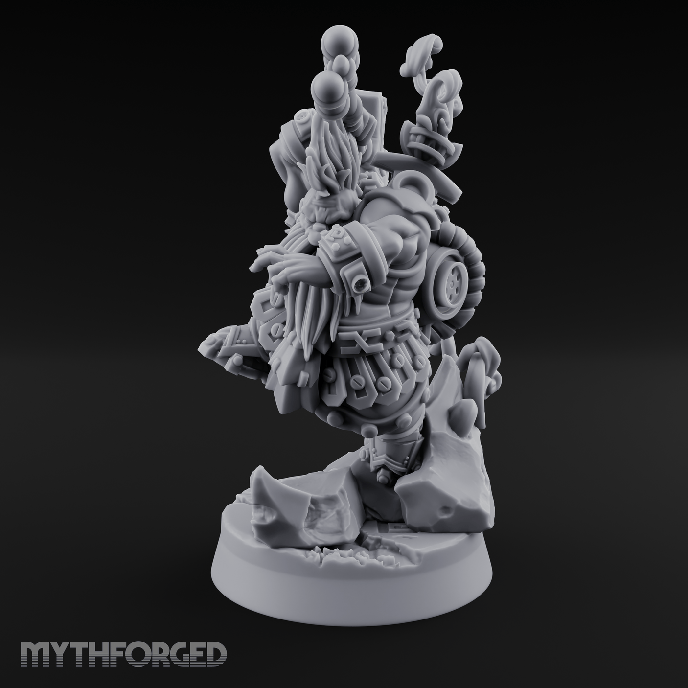 Steam Powered Dwarf Fighter Miniature for Dungeons and Dragons, Pathfinder or other TTRPGs