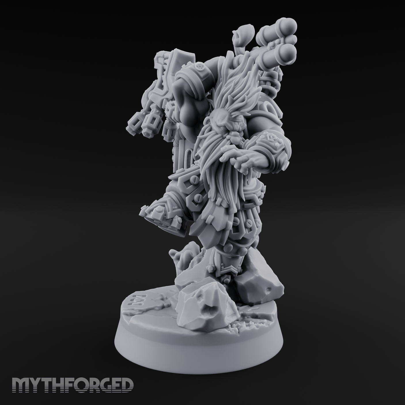 Steam Powered Dwarf Fighter Miniature for Dungeons and Dragons, Pathfinder or other TTRPGs