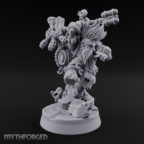 Steam Powered Dwarf Fighter Miniature for Dungeons and Dragons, Pathfinder or other TTRPGs