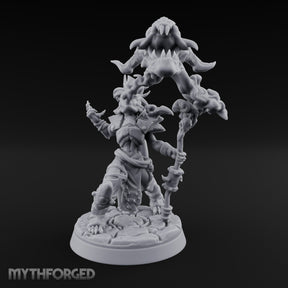 Maw Staff Raising Goblin Shaman Miniature for Dungeons and Dragons, Pathfinder or other TTRPGs