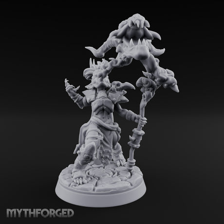 Maw Staff Raising Goblin Shaman Miniature for Dungeons and Dragons, Pathfinder or other TTRPGs