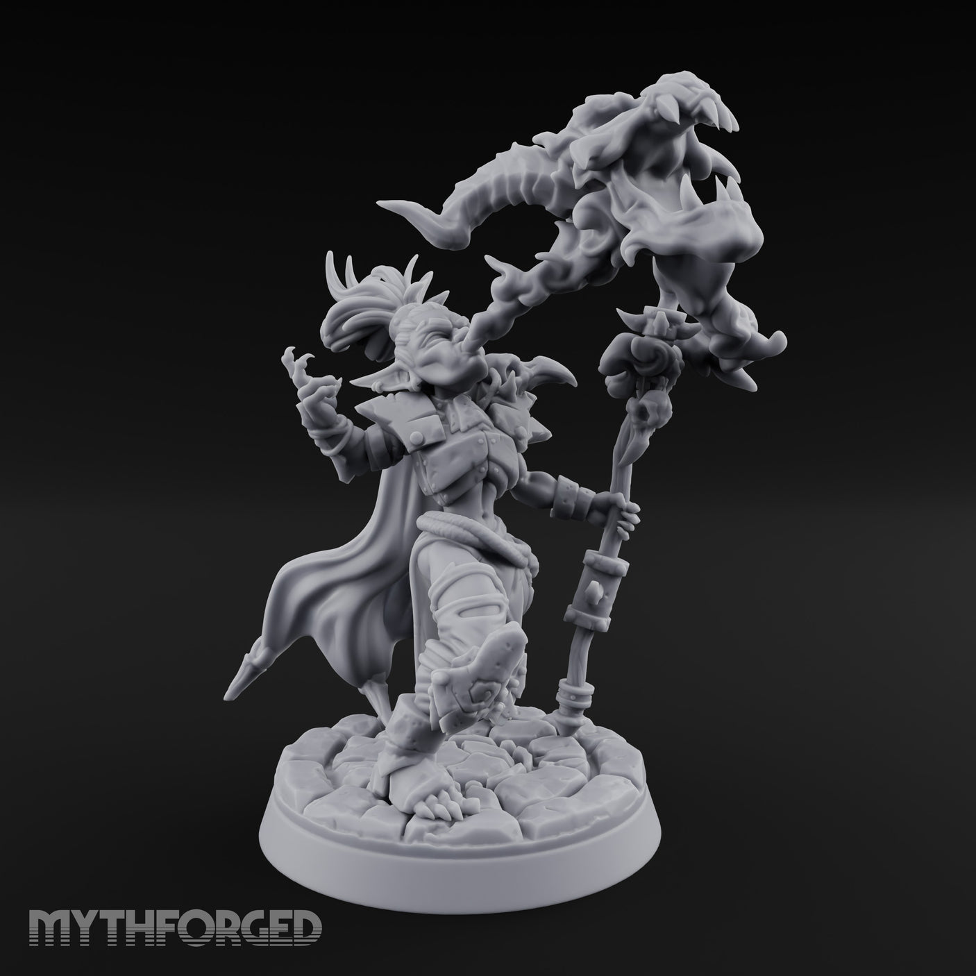 Maw Staff Raising Goblin Shaman Miniature for Dungeons and Dragons, Pathfinder or other TTRPGs