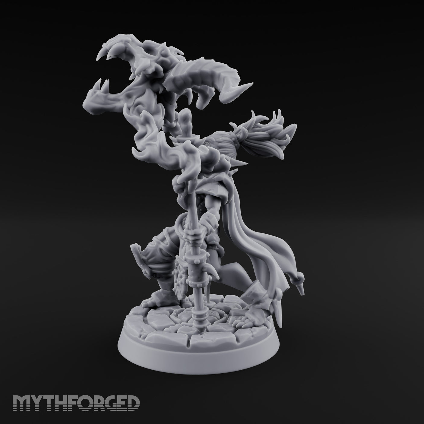 Maw Staff Raising Goblin Shaman Miniature for Dungeons and Dragons, Pathfinder or other TTRPGs