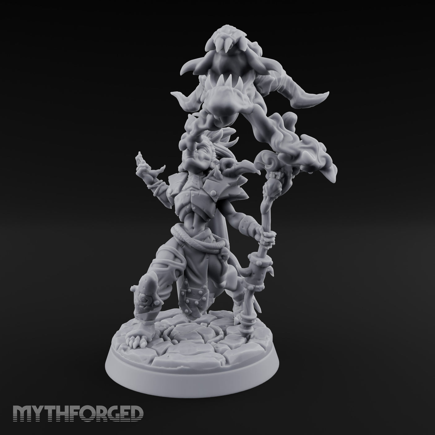 Maw Staff Raising Goblin Shaman Miniature for Dungeons and Dragons, Pathfinder or other TTRPGs