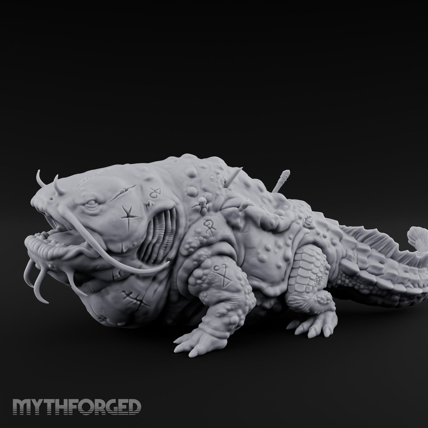 Maw Yawning Fang Splaying Giant Catfish Miniature for Dungeons and Dragons, Pathfinder or other TTRPGs