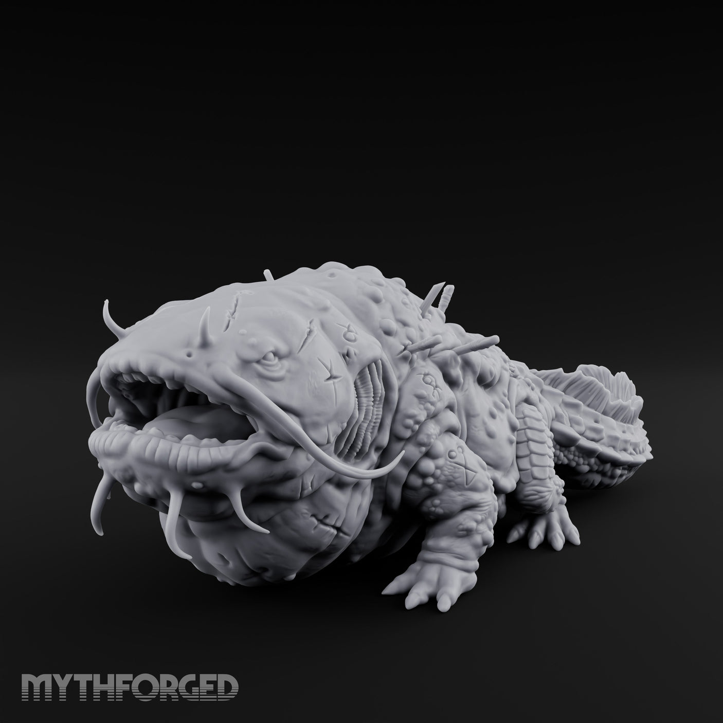 Maw Yawning Fang Splaying Giant Catfish Miniature for Dungeons and Dragons, Pathfinder or other TTRPGs