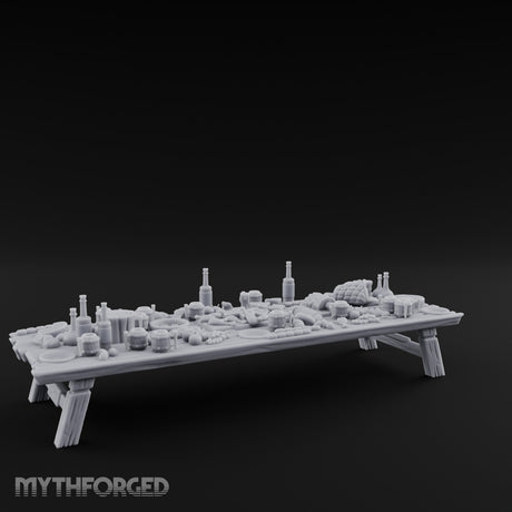 Meat-Heaped Bottle-Strewn Banquet Feasting Table Miniature for Dungeons and Dragons, Pathfinder or other TTRPGs