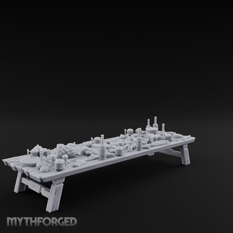 Meat-Heaped Bottle-Strewn Banquet Feasting Table Miniature for Dungeons and Dragons, Pathfinder or other TTRPGs